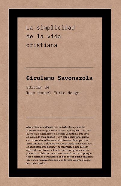 La simplicidad de la vida cristiana | 9788418546501 | Savonarola, Girolamo