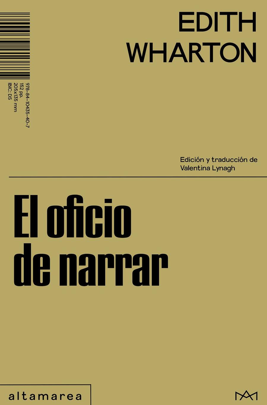 El oficio de narrar | 9788410435407 | Wharton, Edith