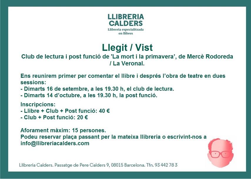 Llegit / Vist. La mort i la primavera. Llibre + club de lectura i post funció | llegit vist 2