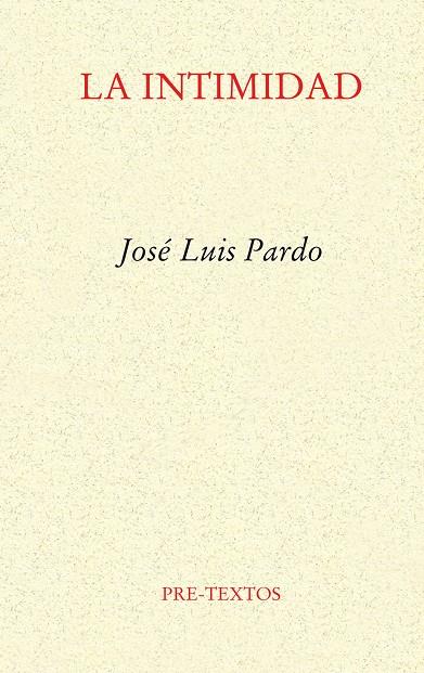 La intimidad | 9788481911237 | Pardo, José Luis