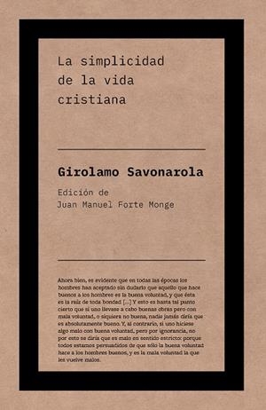 La simplicidad de la vida cristiana | 9788418546501 | Savonarola, Girolamo
