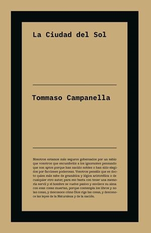 La ciudad del sol | 9791388115424 | Campanella, Tomasso