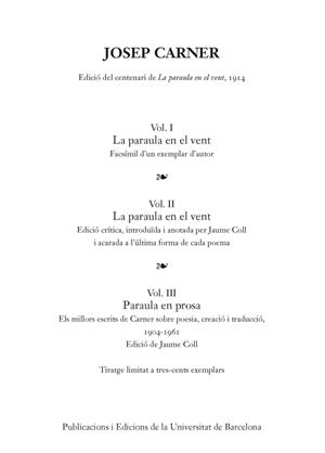 La paraula en el vent | 9788447542246 | Carner, Josep